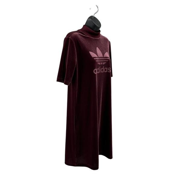 Adidas Velvet Mini T-shirt Dress Women S Purple Short Short Sleeve Big SpellOut - Picture 4 of 9
